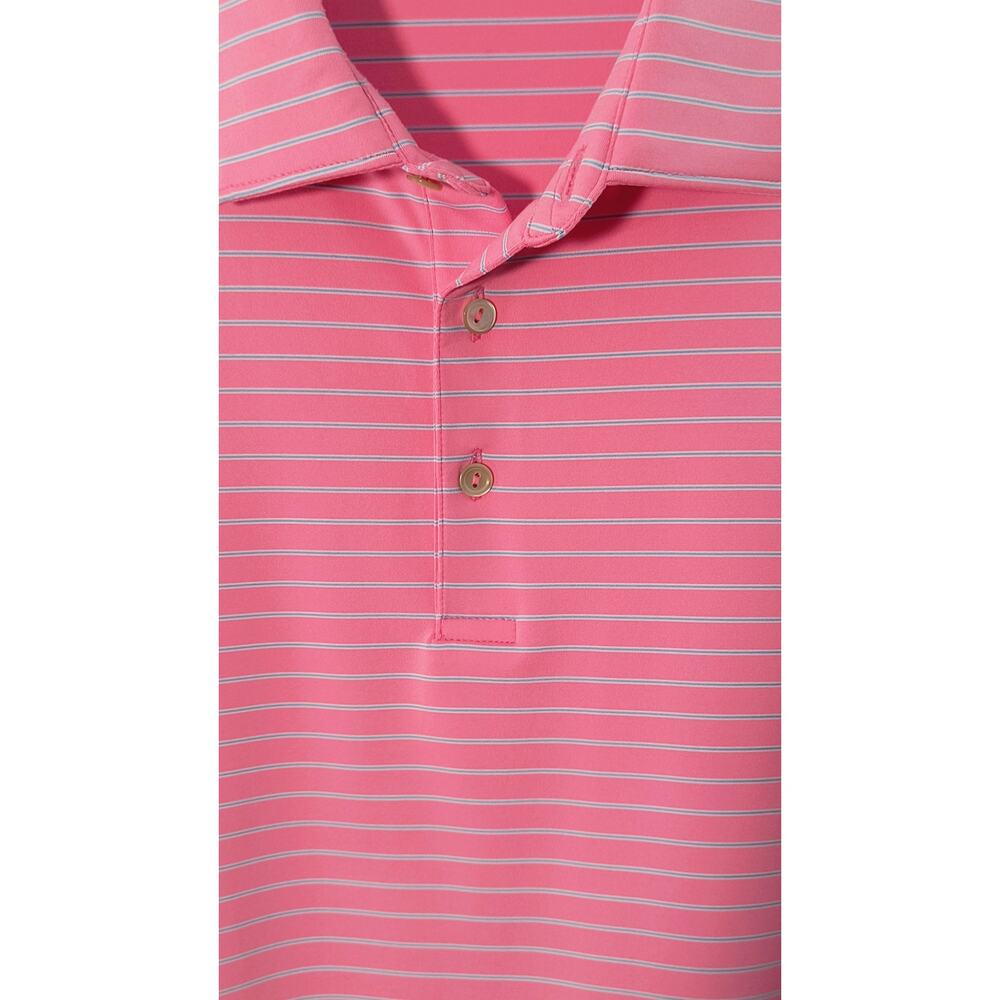 Peter Millar Summer Comfort Golf Polo Shirt Mens Sz XL Pink Stripe Short Sleeve - Picture 6 of 16